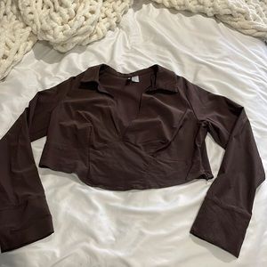 Long sleeve, v neck, corset top